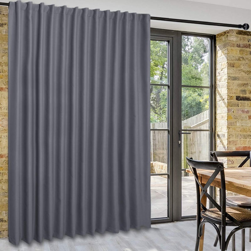 DWCN Patio Sliding Door Curtains - Extra Wide Curtains for Glass Door, Room Divider Blackout Thermal Curtain Panel with Back Tab & Rod Pocket for Bedroom Partition, 100 x 84 Inches, Dark Grey - Image 1